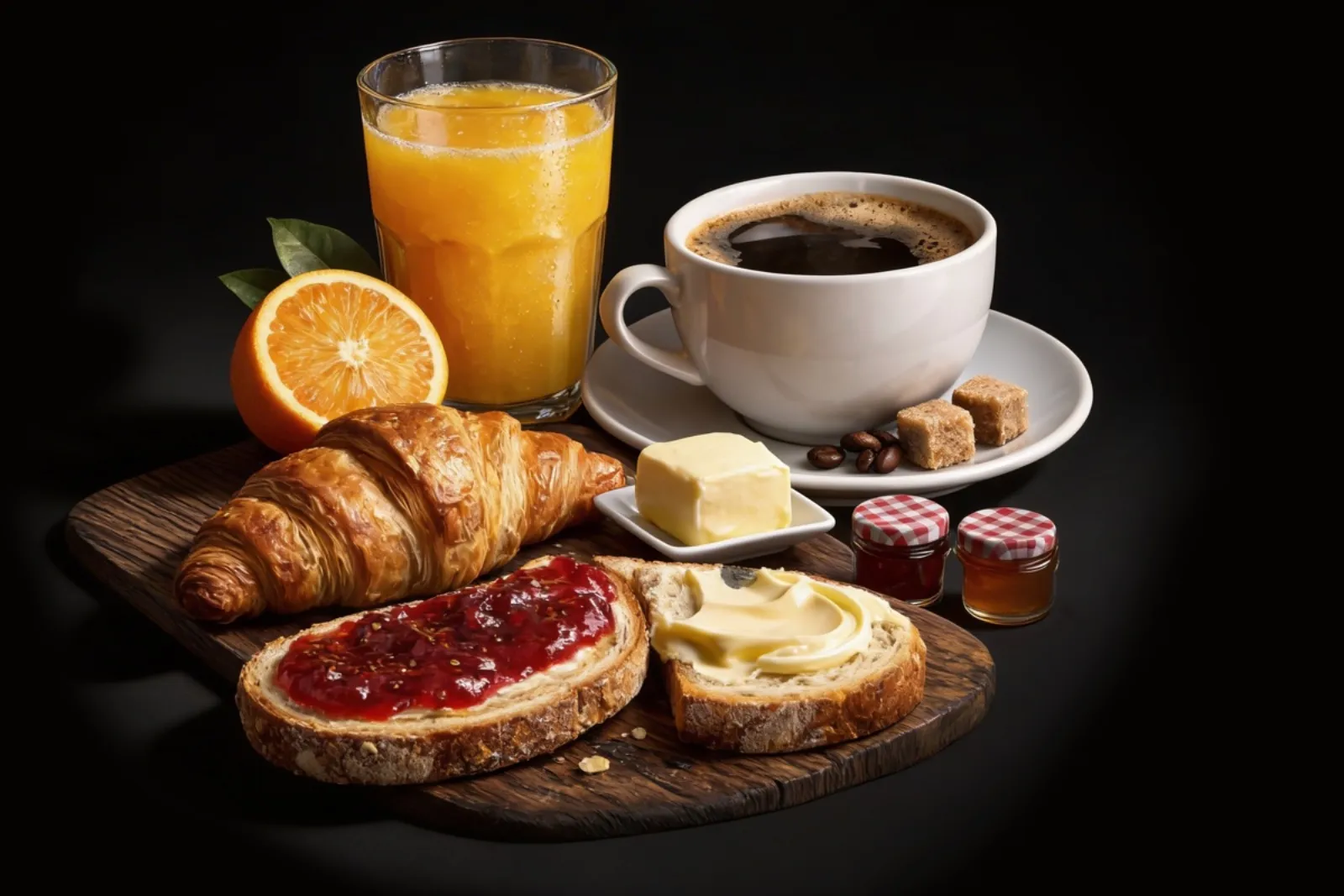 Petit-déjeuner croissants et café